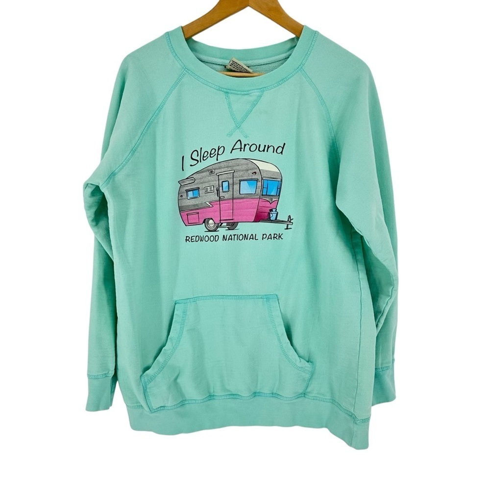 Redwood National Park Camping pajama top with kangaroo pocket and camper picture